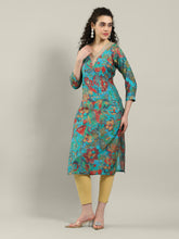 Printed Neck Embroidered Muslin Kurta